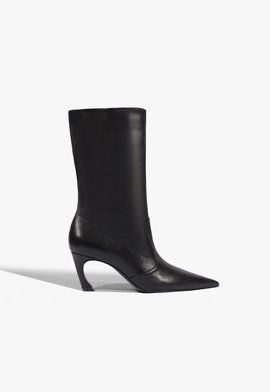 Bota Lexi Mid Slouch Bootie Couro Preta