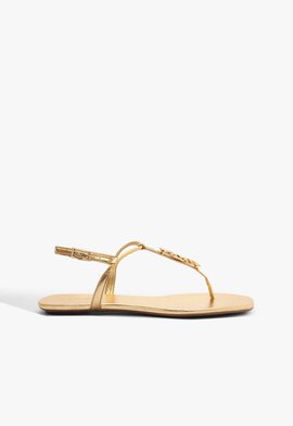 Sandália Rasteira Crystal Schutz Logo Dourada