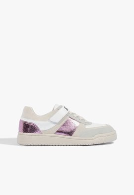 TÃªnis Logo Velcro Couro Branco e Preto