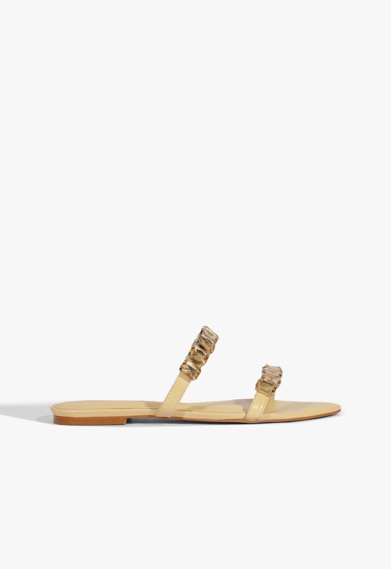 Sandália Rasteira Pedraria Couro Bege | Schutz