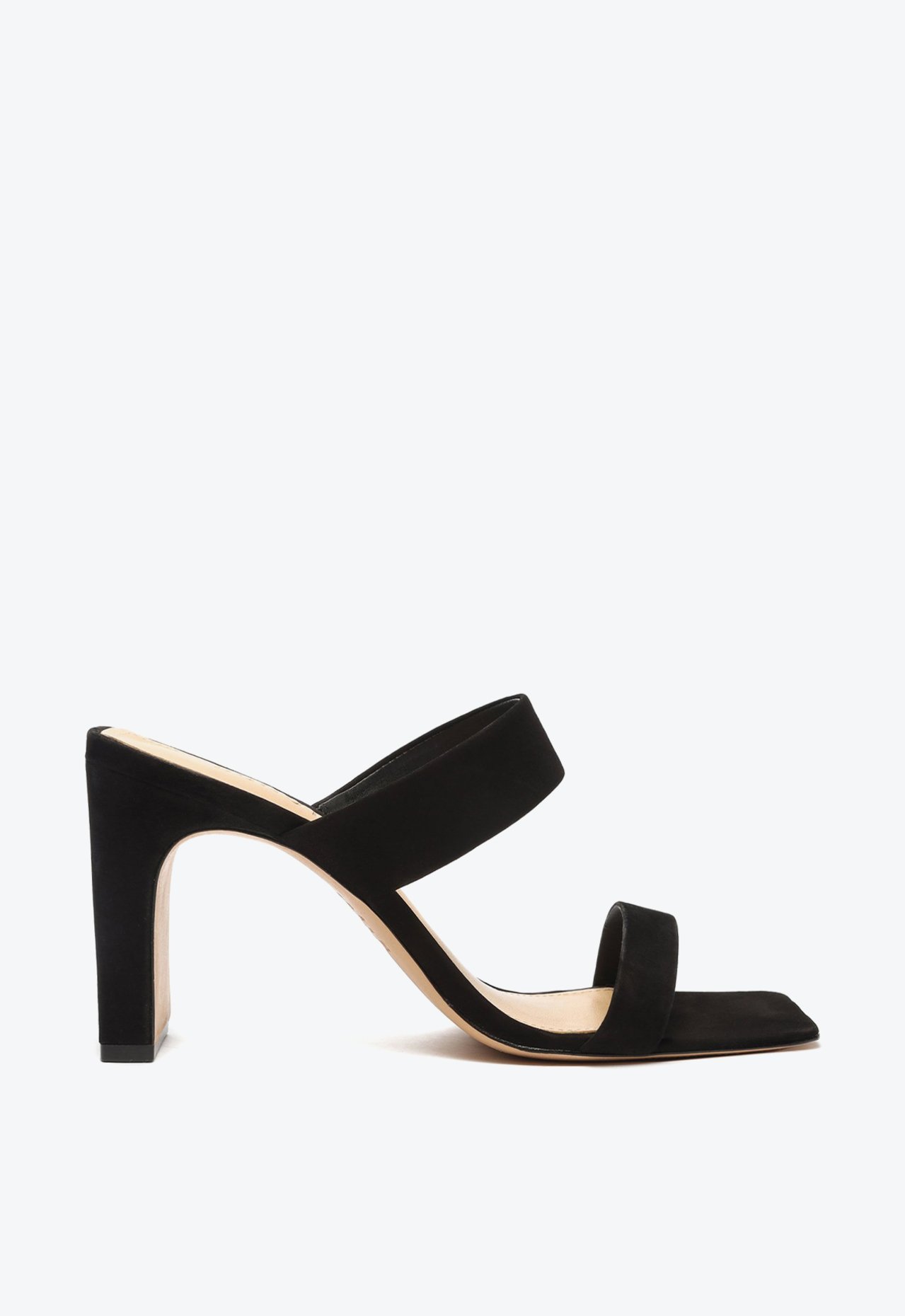 Sandália Mule Salto Barra Camurça Preta | Schutz