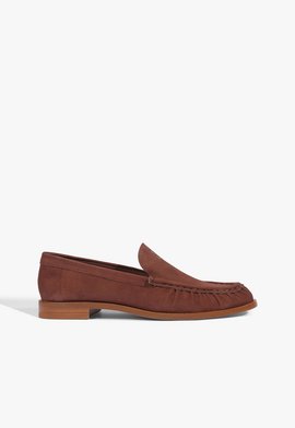 Mocassim Bico Redondo Camurça Couro Marrom