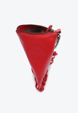 Mini Bag Venus Triangular Couro Vermelha