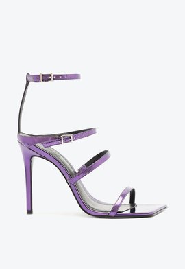 Sandália Salto Alto Skylar Couro Metalizada Roxa