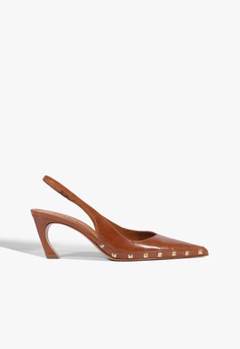 Slingback Lexi Studs Couro Marrom