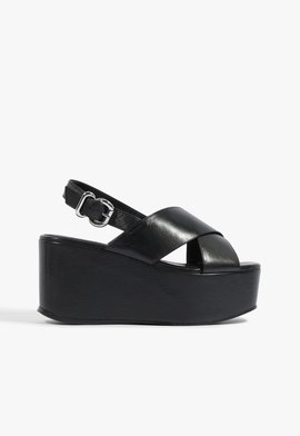 Sandália Plataforma Casual Cool Couro Preto