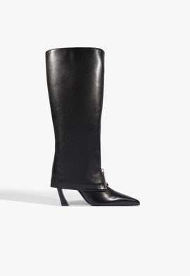 Bota Lexi Zip Bootie Mid Couro Preta