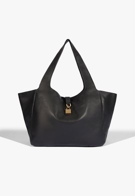 Bolsa Shopping Couro Cadeado Preta