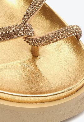 Sandália Papete Tratorada Phoebe Brilho Dourada