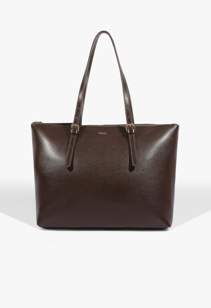 Bolsa Shopping Sara Grande Couro Marrom