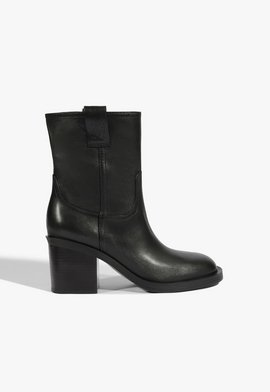 Bota Cano Médio Couro Preta