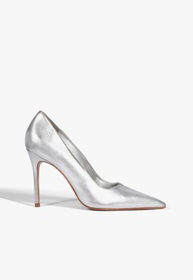 Scarpin Ines High Couro Prateado