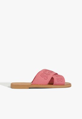 Sandália Rasteira X Schutz Logo Pink