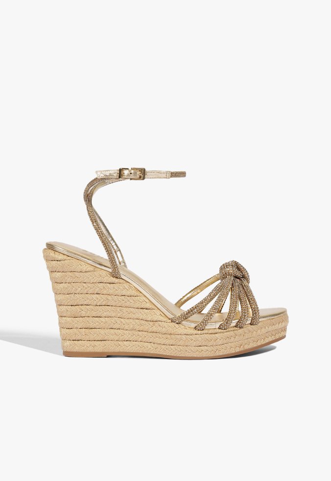 Sandália Anabela Dourada