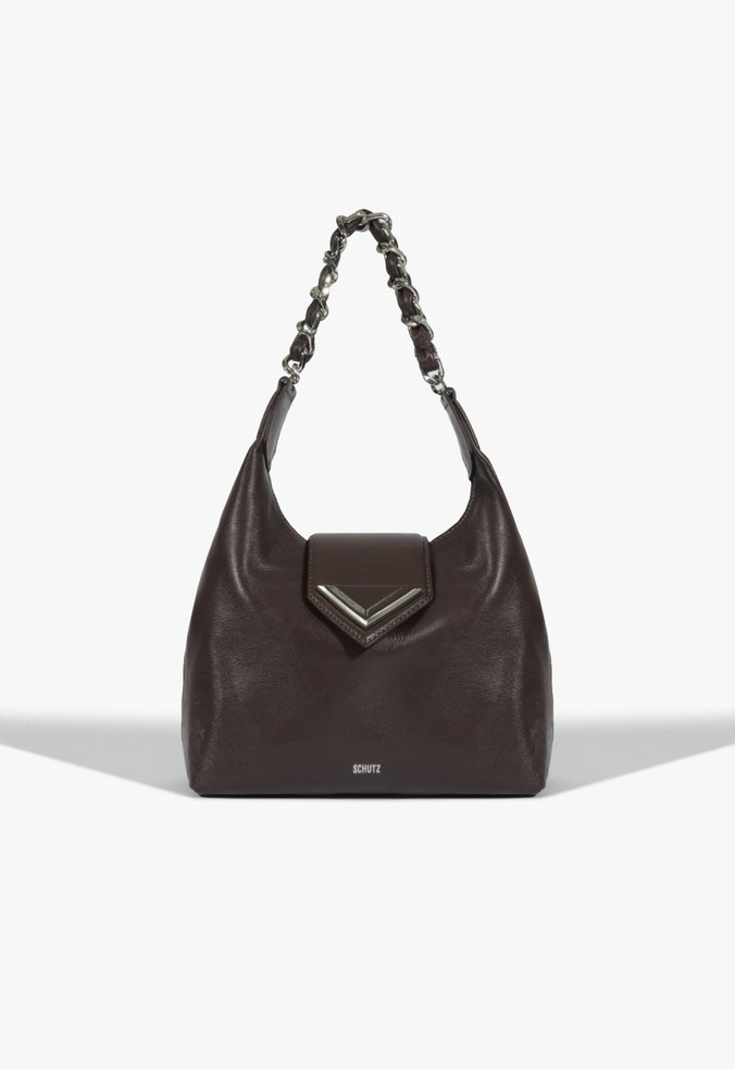 Bolsa Hobo Mini Secrets Pequena Couro Marrom Escuro