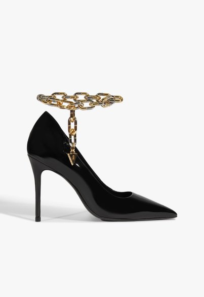 Scarpin Amie Chain Verniz Preto