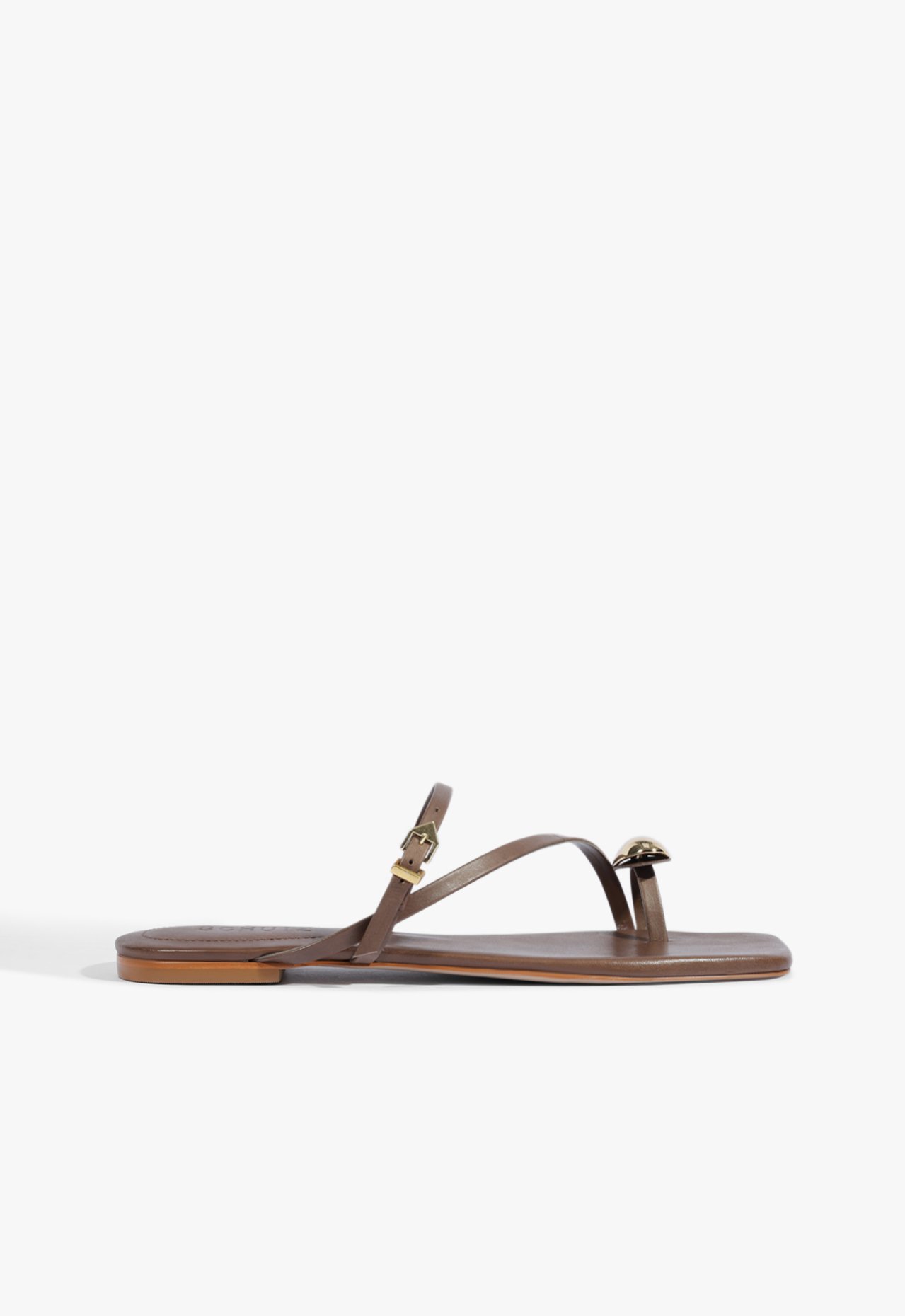 Sandália Rasteira Elysa Flat Couro Marrom | Schutz