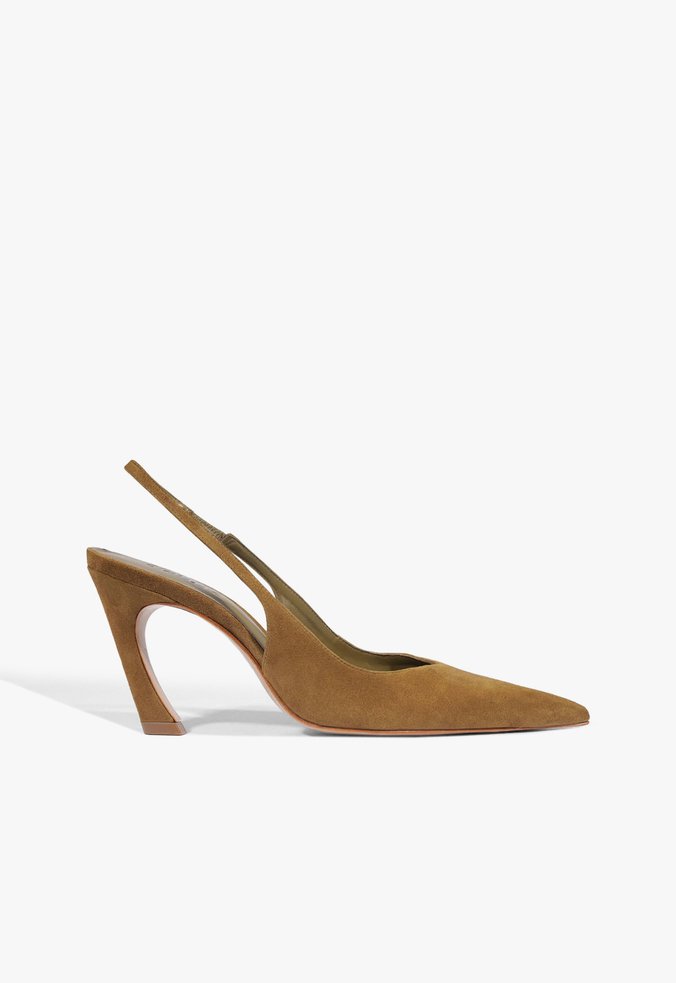Scarpin Slingback Lexi Camurça Verde Oliva