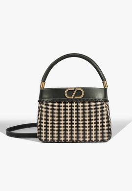 Bolsa Tote Aura Couro Preto e Branco