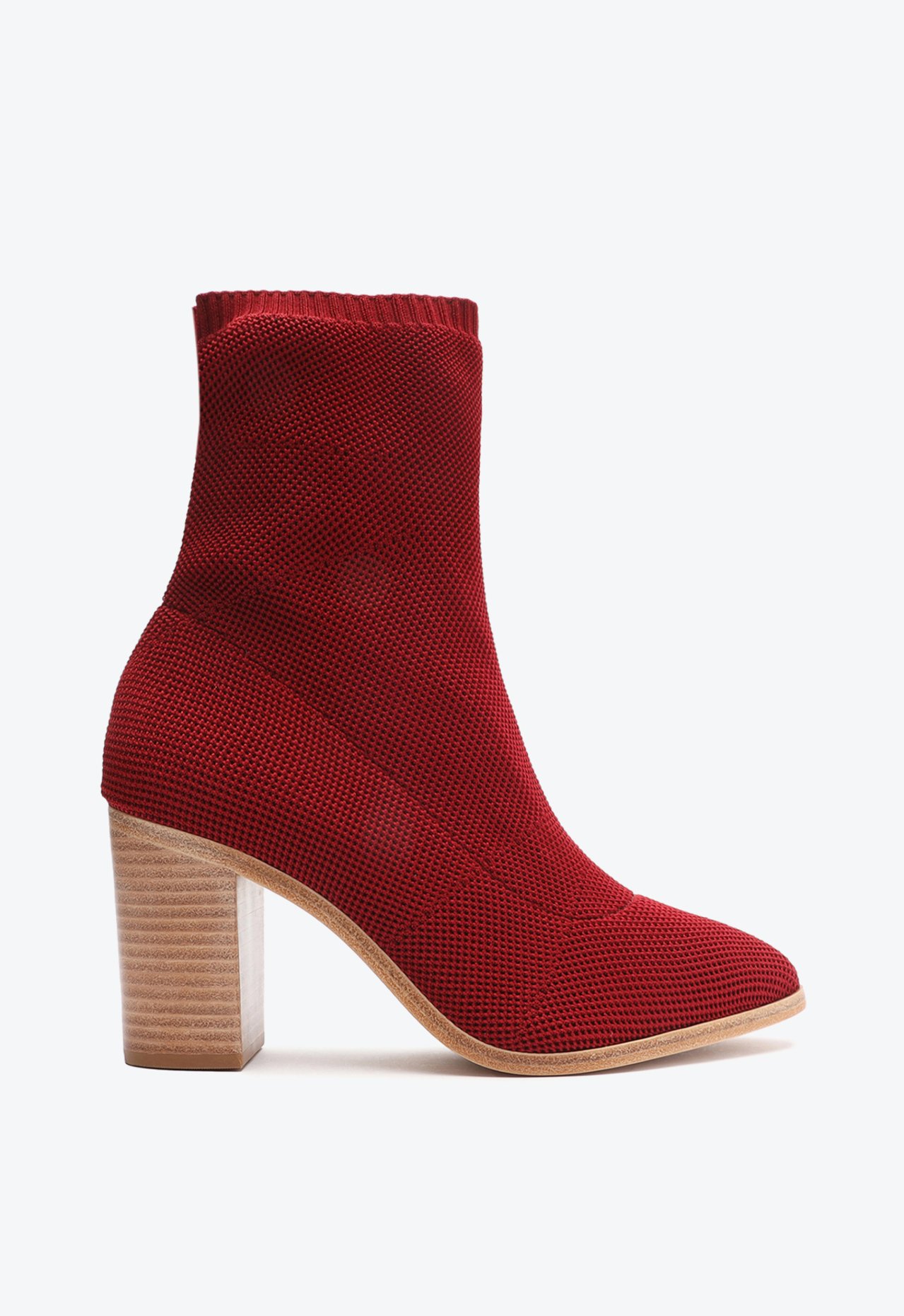 BOTA SALTO BLOCO MÉDIO DAE KNIT VERMELHA | Schutz