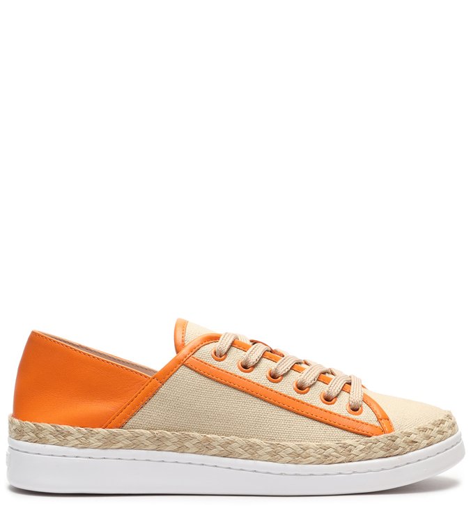 Tênis Ultralight Com Sisal Bege e Laranja