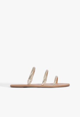 Sandália Rasteira Tiras Dourada