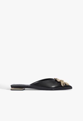 Rasteira Mule Flora Couro Preto