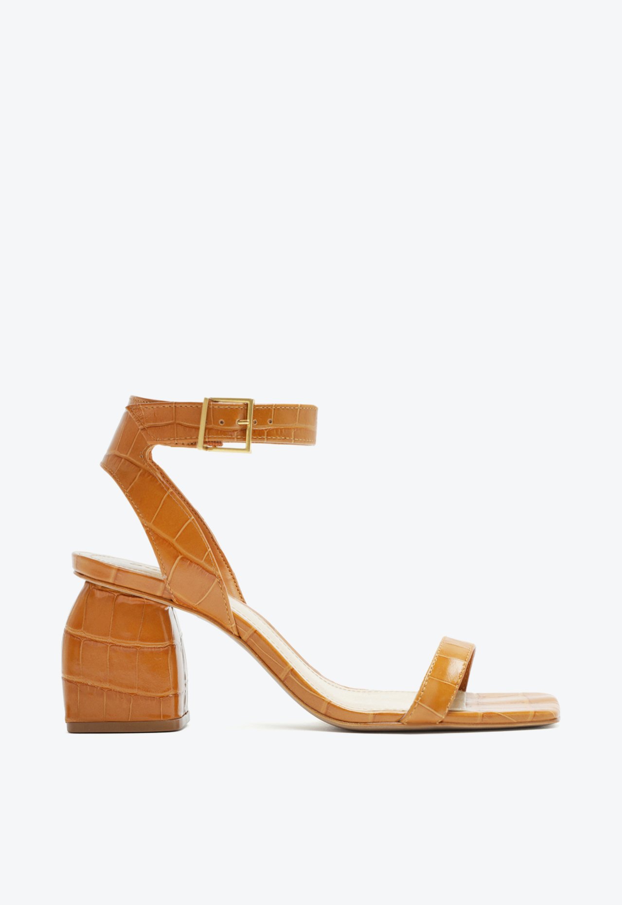 Sandália Salto Bloco Mandy Couro Marrom Claro | Schutz