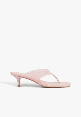 Sandália Salto Fino Bico Quadrado Rosa