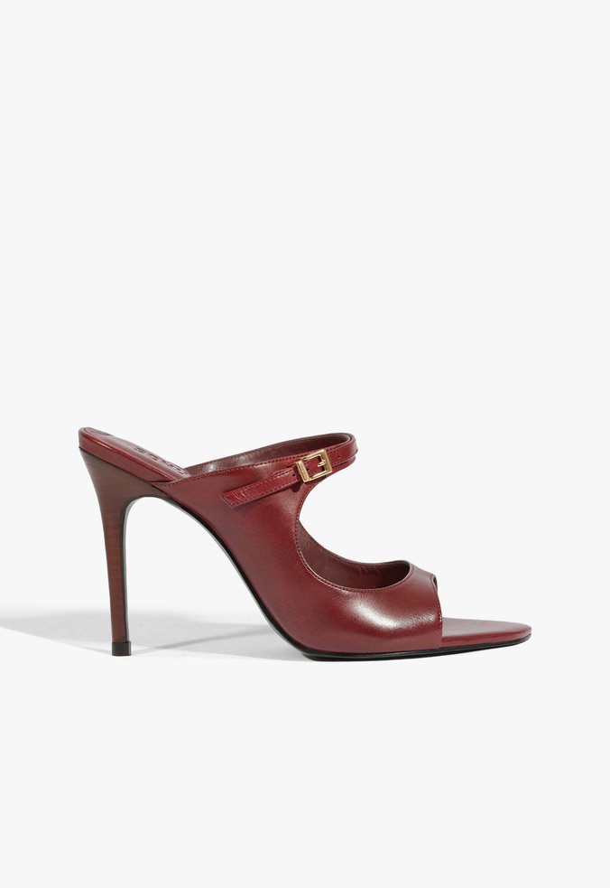 Tamanco Salto Fino Alto Couro Vermelho