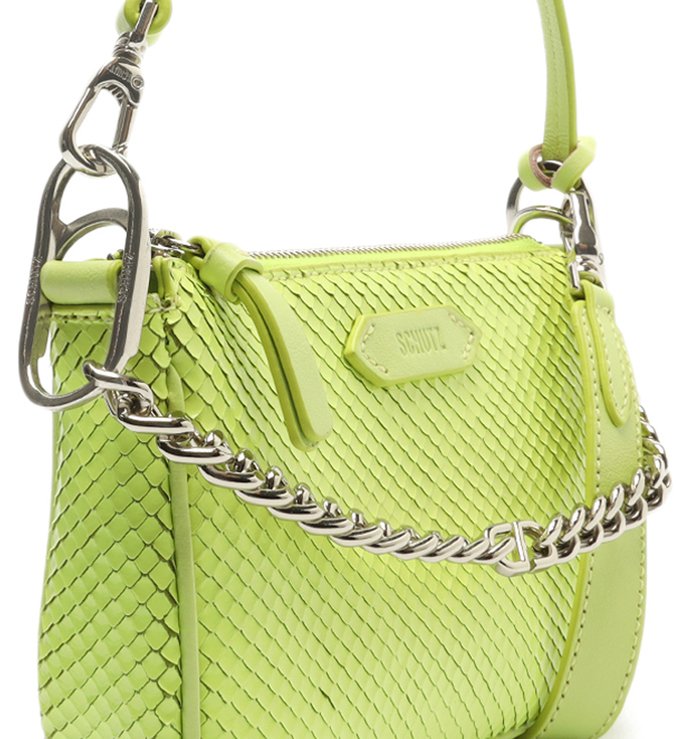 Bolsa Tiracolo Baguette Pequena Emmy Snake Verde Bolsa Tiracolo Baguette Pequena Emmy Snake Verde