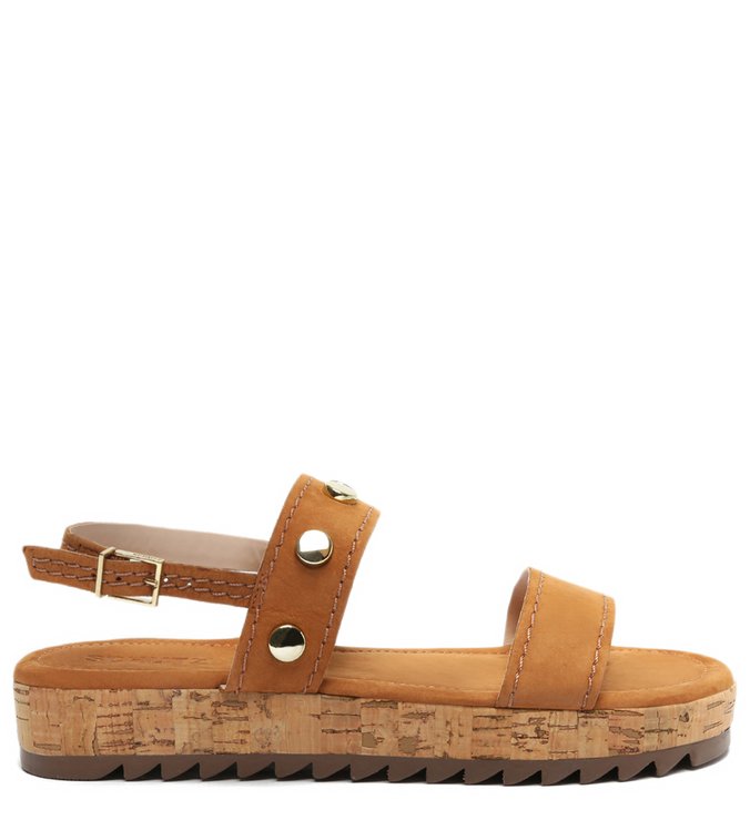 Sandália Papete Flatform Cortiça Marrom