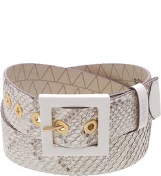 Cinto Croco Couro Branco