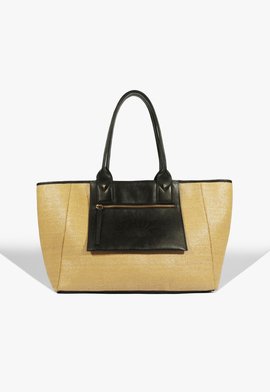 Bolsa Shopping Summer Ráfia Natural Preta