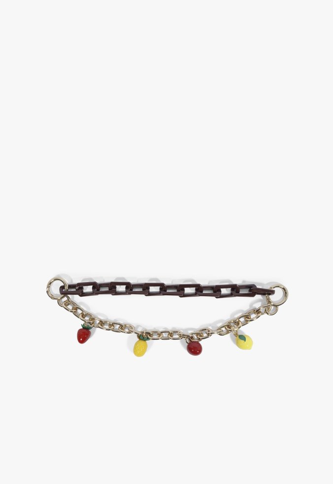 Corrente Pingentes Frutas Multicolorido Marrom