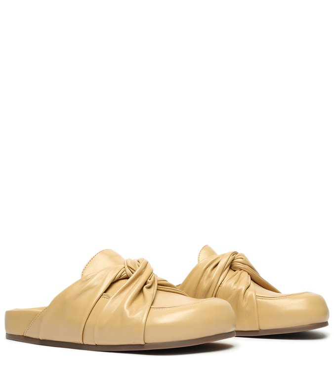 Mule Clog Claire Couro Torcido Creme Mule Clog Claire Couro Torcido Creme