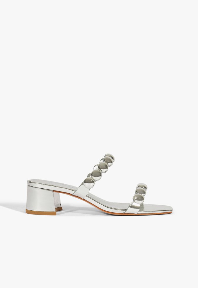 Sandália Mule Circe Couro Prata