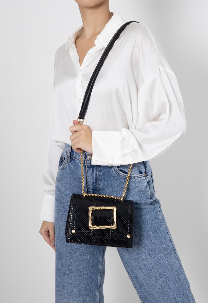 Bolsa Tiracolo Jade Couro Preta