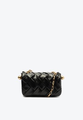 Bolsa Shoulder Weave Couro Preta