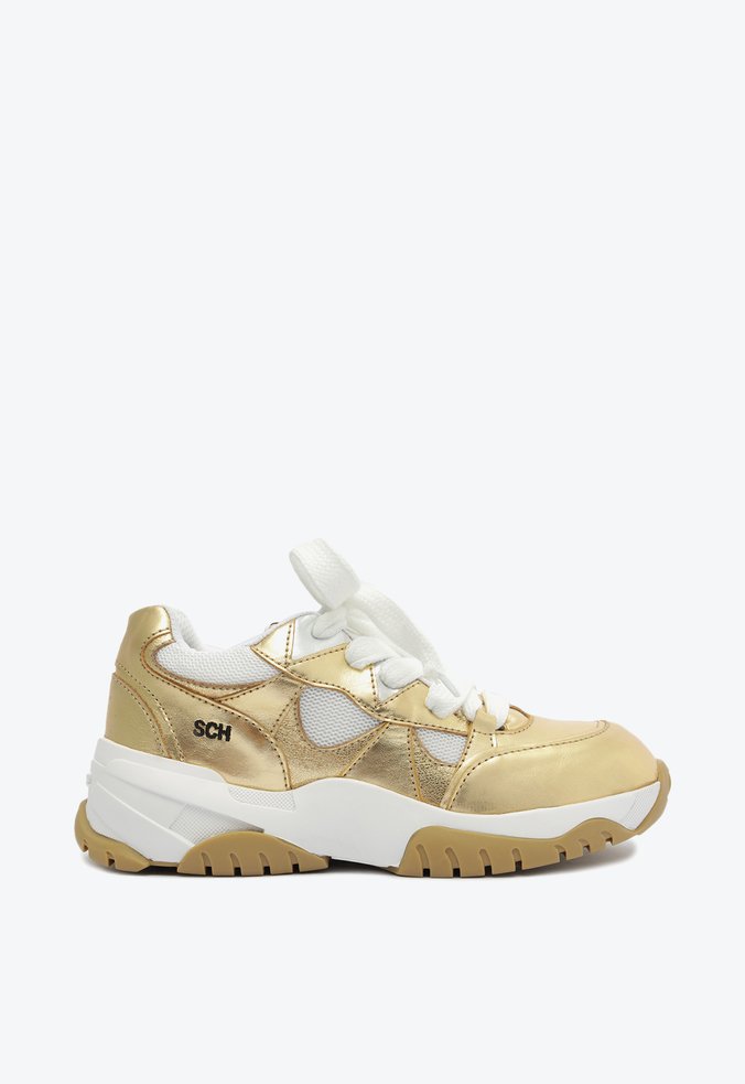 Tênis Madri Branco e Dourado