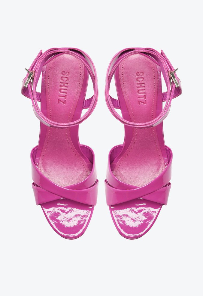Sandália Anabela Plataforma Verniz Pink | Schutz