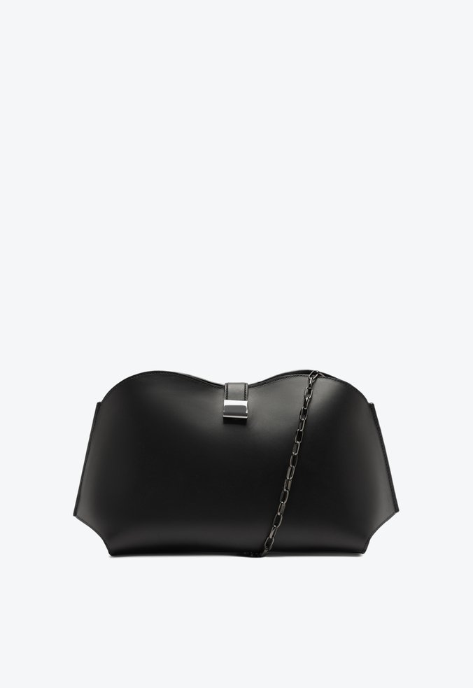 Bolsa Pouch Grande Couro Preta