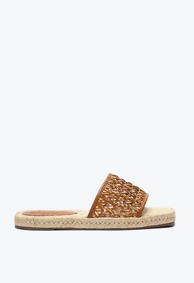 Sandália Rasteira Espadrille Trama Marrom