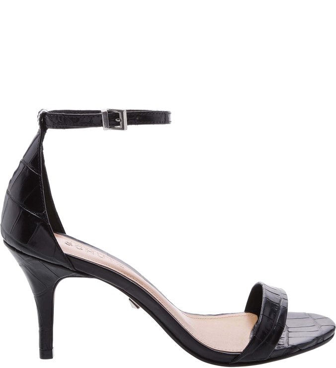 Sandália Gisele Kitten Heel Croco Black