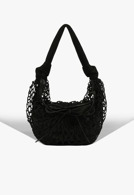Bolsa Hobo Couro Nylon Preta