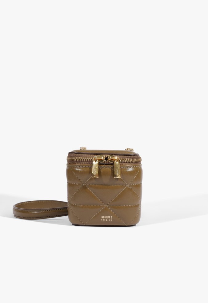 Bolsa Tiracolo Vanity Pequena Couro Verde Oliva