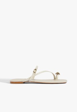 Sandália Rasteira Couro Branca