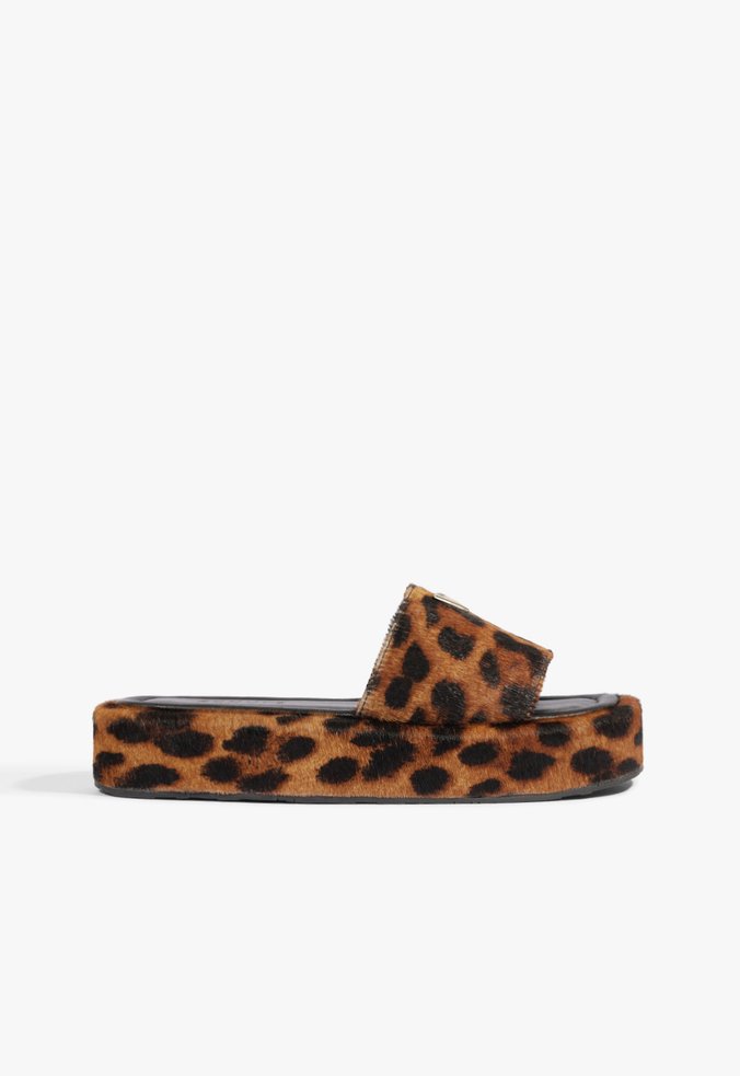 Sandália Papete Flatform Animal Print Marrom