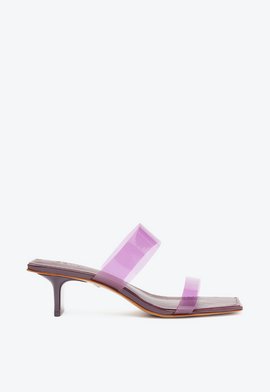 Sapato Mule Hot Transparency Vinil Roxo