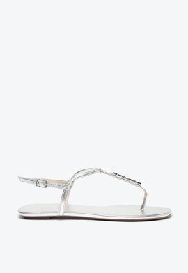 Sandália Rasteira Crystal Schutz Logo Prata